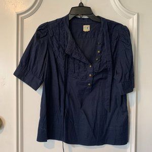 Ruffled Navy Blouse by Edme & Esyllte
